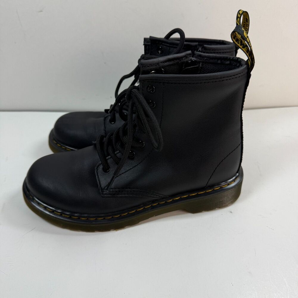 Dr. Martens Boots Womens 5 Black Leather Softy Combat 1460J Lace Up Side Zip